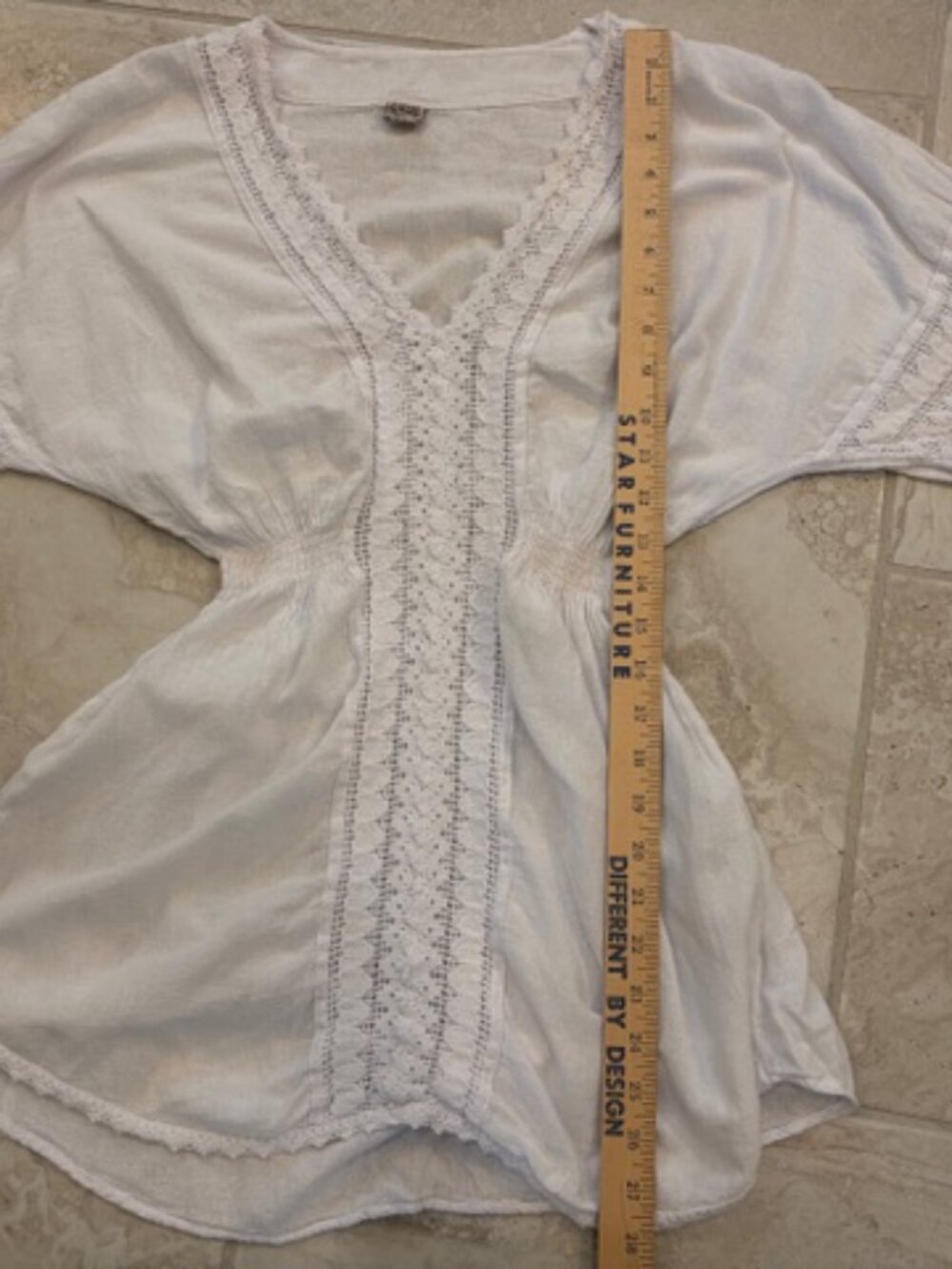 Blanco by Nature Womens White Peru Cotton Tunic Sz Med Crochet Boho Ethereal - Picture 11 of 11